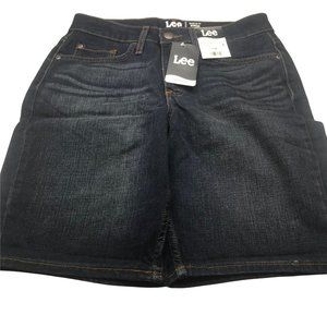 Lee Women's 8M Midrise Bermuda Regular Fit Devotion Short Blue Denim Jean New